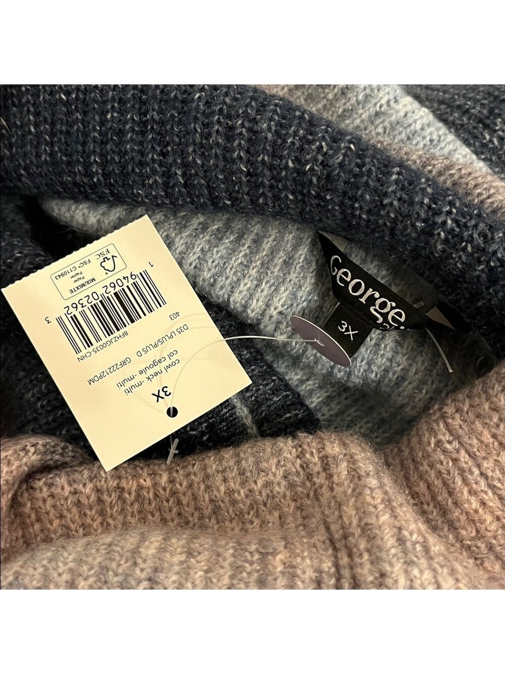 GEORGE Cowl Neck Rainbow Sweater Size 3X NWT - Picture 7 of 10